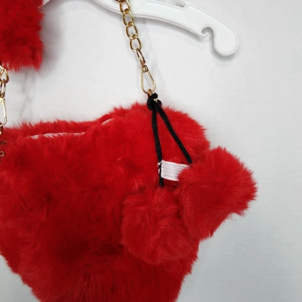 Fluffy Red Kids Heart Bag